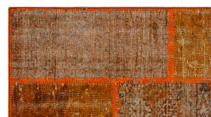 Orange Over Dyed Patchwork Unique Rug 2'7'' x 4'11'' ft 80 x 150 cm