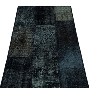 Black Over Dyed Patchwork Unique Rug 2'7'' x 4'11'' ft 80 x 150 cm