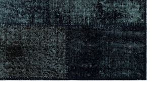 Black Over Dyed Patchwork Unique Rug 2'7'' x 4'11'' ft 80 x 150 cm