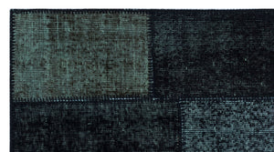 Black Over Dyed Patchwork Unique Rug 2'7'' x 4'11'' ft 80 x 150 cm