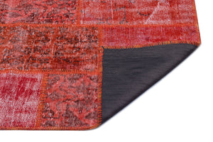 Red Over Dyed Patchwork Unique Rug 2'7'' x 4'11'' ft 80 x 150 cm