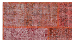 Red Over Dyed Patchwork Unique Rug 2'7'' x 4'11'' ft 80 x 150 cm