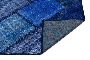 Blue Over Dyed Patchwork Unique Rug 2'7'' x 4'11'' ft 80 x 150 cm