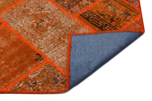 Orange Over Dyed Patchwork Unique Rug 2'7'' x 4'11'' ft 80 x 150 cm