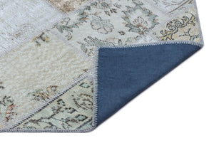 Beige Over Dyed Patchwork Unique Rug 2'7'' x 4'11'' ft 80 x 150 cm