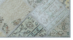 Beige Over Dyed Patchwork Unique Rug 2'7'' x 4'11'' ft 80 x 150 cm
