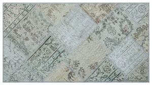 Beige Over Dyed Patchwork Unique Rug 2'7'' x 4'11'' ft 80 x 150 cm