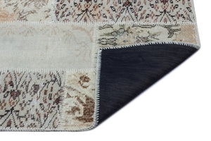 Beige Over Dyed Patchwork Unique Rug 2'7'' x 4'11'' ft 80 x 150 cm