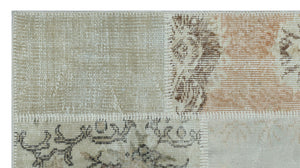 Beige Over Dyed Patchwork Unique Rug 2'7'' x 4'11'' ft 80 x 150 cm
