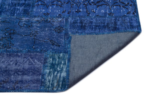Blue Over Dyed Patchwork Unique Rug 2'7'' x 4'11'' ft 80 x 150 cm