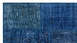Blue Over Dyed Patchwork Unique Rug 2'7'' x 4'11'' ft 80 x 150 cm