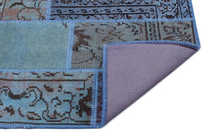 Blue Over Dyed Patchwork Unique Rug 2'7'' x 4'11'' ft 80 x 150 cm