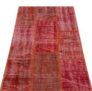 Red Over Dyed Patchwork Unique Rug 2'7'' x 4'11'' ft 80 x 150 cm