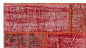 Red Over Dyed Patchwork Unique Rug 2'7'' x 4'11'' ft 80 x 150 cm
