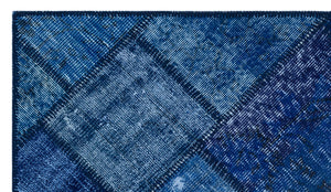 Blue Over Dyed Patchwork Unique Rug 2'7'' x 4'11'' ft 80 x 150 cm