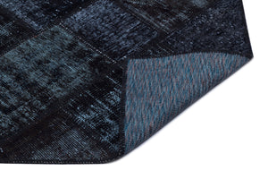 Black Over Dyed Patchwork Unique Rug 2'7'' x 4'11'' ft 80 x 150 cm