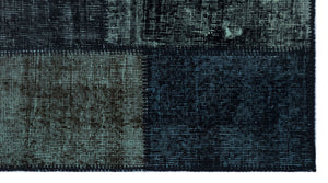 Black Over Dyed Patchwork Unique Rug 2'7'' x 4'11'' ft 80 x 150 cm