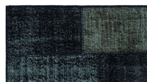 Black Over Dyed Patchwork Unique Rug 2'7'' x 4'11'' ft 80 x 150 cm