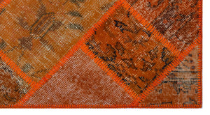 Orange Over Dyed Patchwork Unique Rug 2'7'' x 4'11'' ft 80 x 150 cm