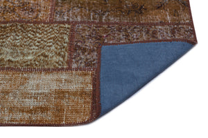Brown Over Dyed Patchwork Unique Rug 2'7'' x 4'11'' ft 80 x 150 cm