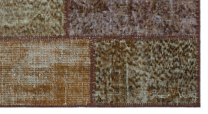 Brown Over Dyed Patchwork Unique Rug 2'7'' x 4'11'' ft 80 x 150 cm
