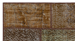 Brown Over Dyed Patchwork Unique Rug 2'7'' x 4'11'' ft 80 x 150 cm