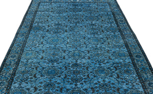 Turquoise Over Dyed Carved Rug 5'6'' x 9'7'' ft 168 x 292 cm