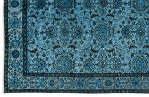 Turquoise Over Dyed Carved Rug 5'6'' x 9'7'' ft 168 x 292 cm
