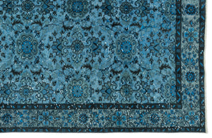 Turquoise Over Dyed Carved Rug 5'6'' x 9'7'' ft 168 x 292 cm