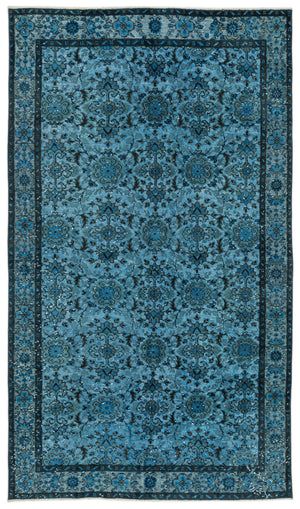 Turquoise Over Dyed Carved Rug 5'6'' x 9'7'' ft 168 x 292 cm