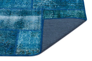 Turquoise Over Dyed Patchwork Unique Rug 2'7'' x 4'11'' ft 80 x 150 cm