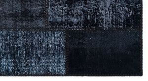 Black Over Dyed Patchwork Unique Rug 2'7'' x 4'11'' ft 80 x 150 cm