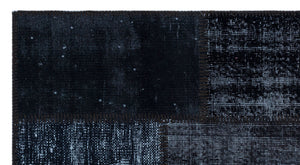 Black Over Dyed Patchwork Unique Rug 2'7'' x 4'11'' ft 80 x 150 cm