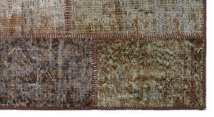 Brown Over Dyed Patchwork Unique Rug 2'7'' x 4'11'' ft 80 x 150 cm