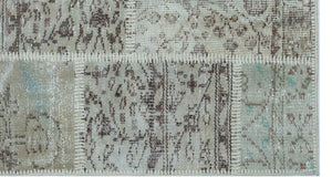 Beige Over Dyed Patchwork Unique Rug 2'7'' x 4'11'' ft 80 x 150 cm
