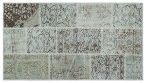 Beige Over Dyed Patchwork Unique Rug 2'7'' x 4'11'' ft 80 x 150 cm