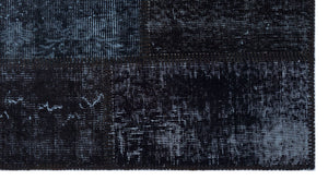 Black Over Dyed Patchwork Unique Rug 2'7'' x 4'11'' ft 80 x 150 cm