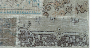 Beige Over Dyed Patchwork Unique Rug 2'7'' x 4'11'' ft 80 x 150 cm