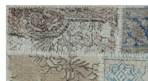 Beige Over Dyed Patchwork Unique Rug 2'7'' x 4'11'' ft 80 x 150 cm