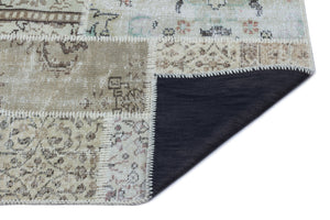 Beige Over Dyed Patchwork Unique Rug 2'7'' x 4'11'' ft 80 x 150 cm