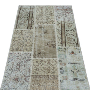 Beige Over Dyed Patchwork Unique Rug 2'7'' x 4'11'' ft 80 x 150 cm