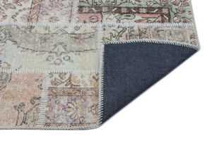 Beige Over Dyed Patchwork Unique Rug 2'7'' x 4'11'' ft 80 x 150 cm