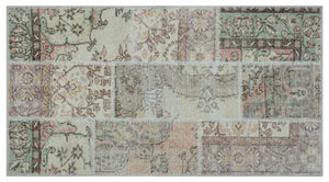 Beige Over Dyed Patchwork Unique Rug 2'7'' x 4'11'' ft 80 x 150 cm