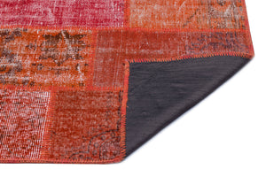 Red Over Dyed Patchwork Unique Rug 2'7'' x 4'11'' ft 80 x 150 cm