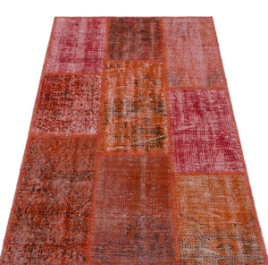 Red Over Dyed Patchwork Unique Rug 2'7'' x 4'11'' ft 80 x 150 cm