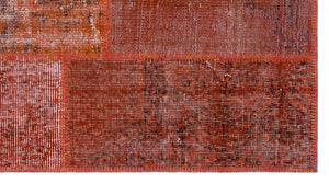 Red Over Dyed Patchwork Unique Rug 2'7'' x 4'11'' ft 80 x 150 cm