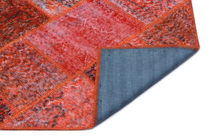 Red Over Dyed Patchwork Unique Rug 2'7'' x 4'11'' ft 80 x 150 cm