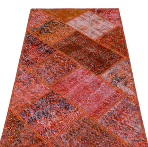 Red Over Dyed Patchwork Unique Rug 2'7'' x 4'11'' ft 80 x 150 cm