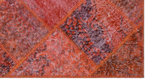 Red Over Dyed Patchwork Unique Rug 2'7'' x 4'11'' ft 80 x 150 cm