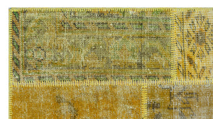 Yellow Over Dyed Patchwork Unique Rug 2'7'' x 4'11'' ft 80 x 150 cm